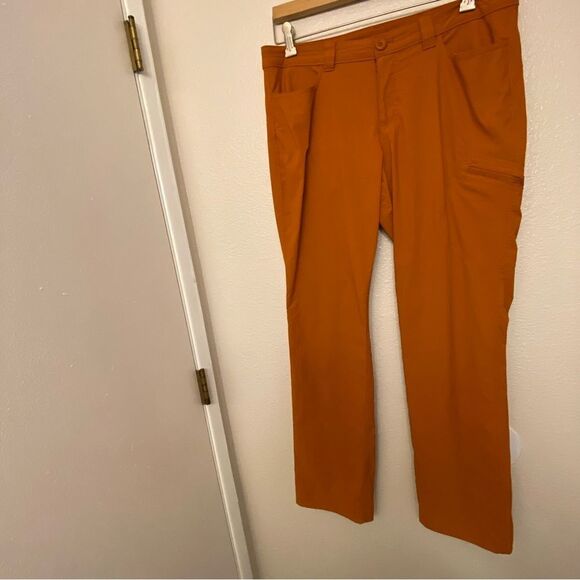 Eddie Bauer hiking nylon Cargo Pants burnt Orange gorpcore 12 long - Picture 2 of 13